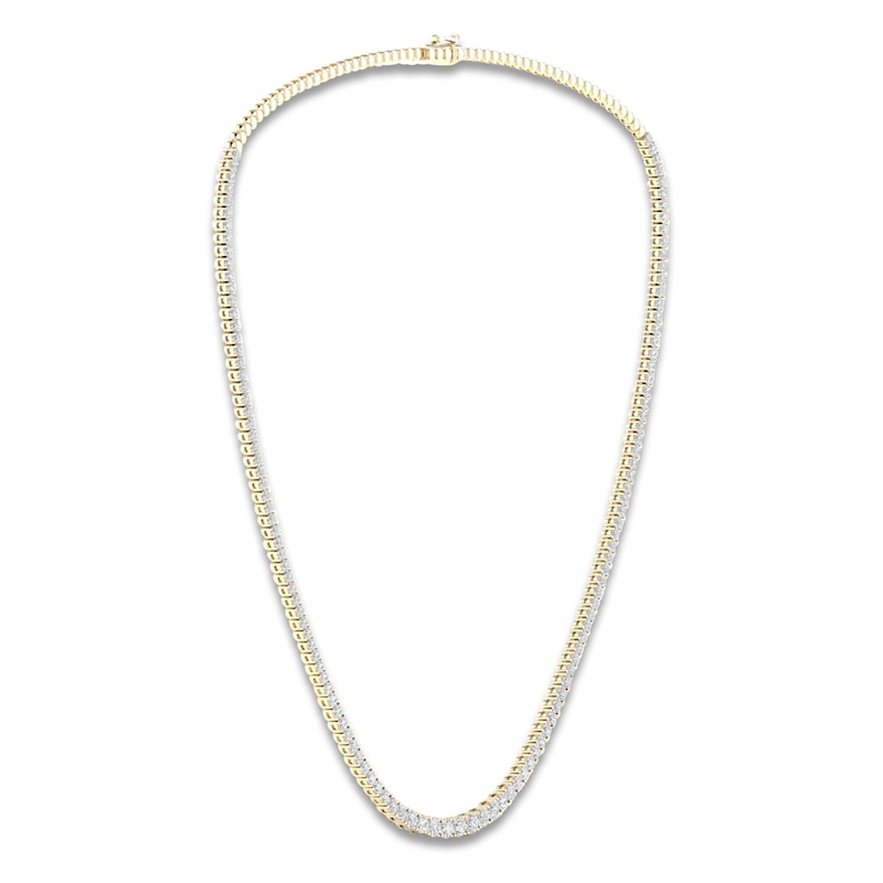 Lab-Created Diamond Tennis Necklace 7 ct tw Round 14K Yellow Gold