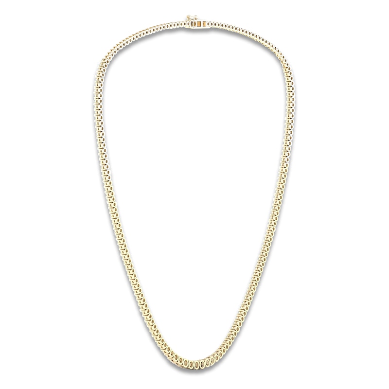 Main Image 3 of Lab-Grown Diamond Tennis Necklace 7 ct tw Round 14K Yellow Gold