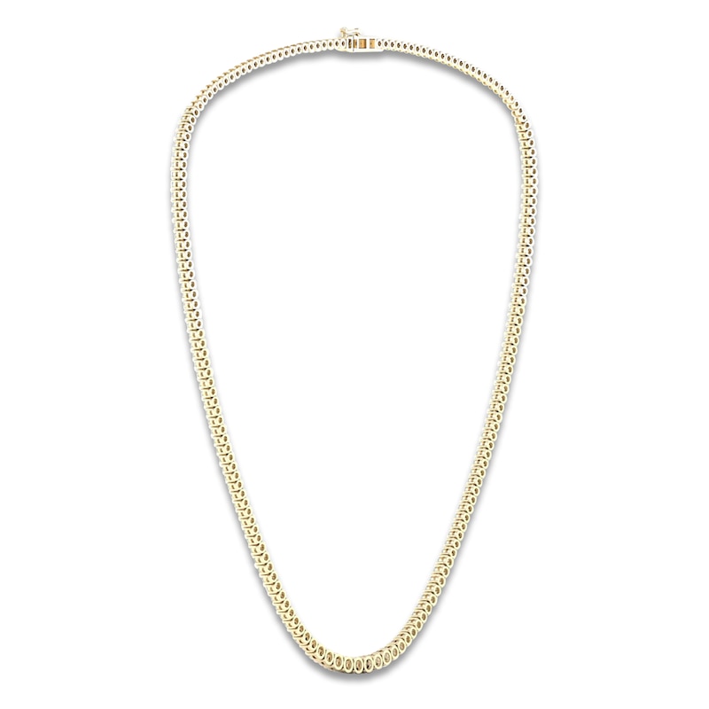 Lab-Created Diamond Tennis Necklace 7 ct tw Round 14K Yellow Gold