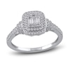 Thumbnail Image 0 of Diamond Halo Engagement Ring 1/2 ct tw Baguette/Round 14K White Gold