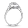 Thumbnail Image 1 of Diamond Halo Engagement Ring 1/2 ct tw Baguette/Round 14K White Gold