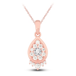 Diamond Pendant Necklace 1/2 ct tw Round 14K Rose Gold 18"