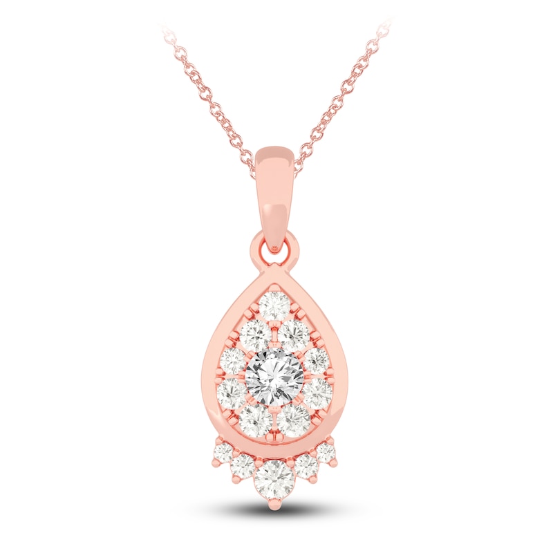 Main Image 1 of Diamond Pendant Necklace 1/2 ct tw Round 14K Rose Gold 18"