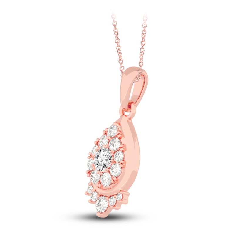 Main Image 2 of Diamond Pendant Necklace 1/2 ct tw Round 14K Rose Gold 18"