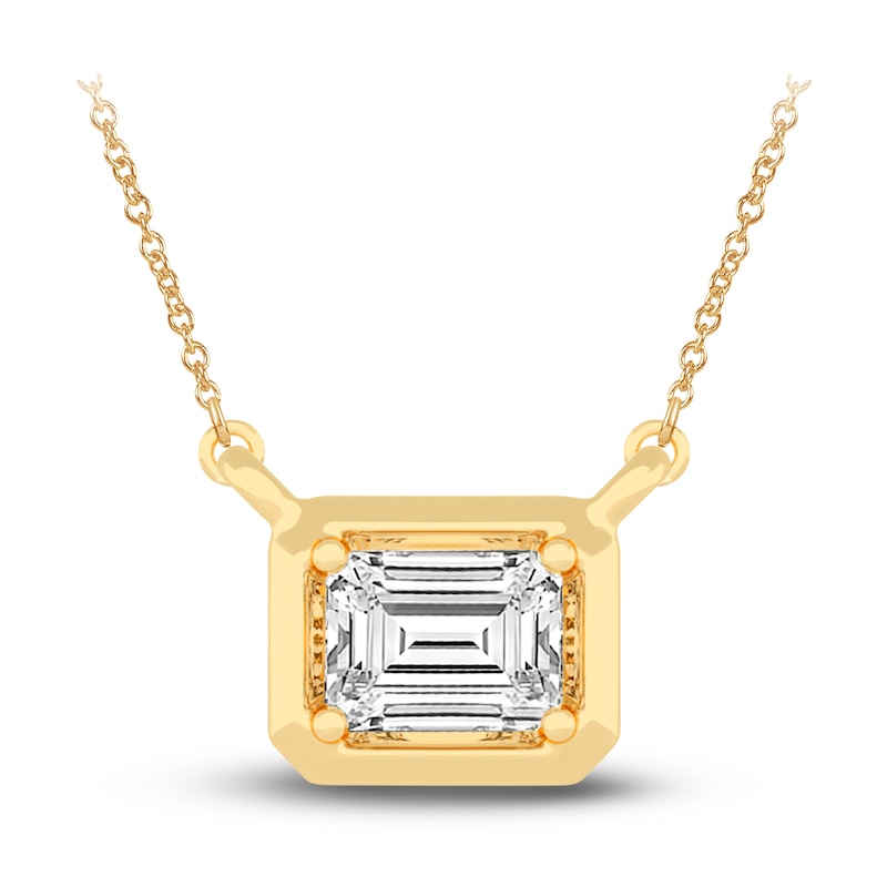 Main Image 1 of Diamond Pendant Necklace 3/8 ct tw Emerald 14K Yellow Gold 18" (SI2,I)