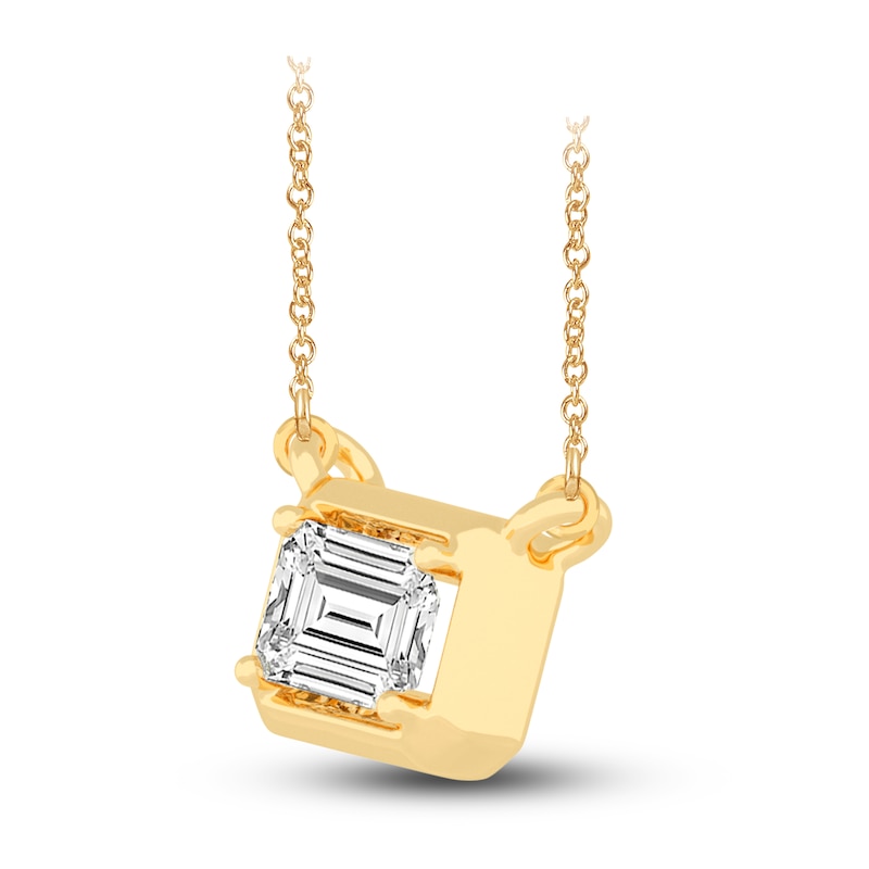 Main Image 2 of Diamond Pendant Necklace 3/8 ct tw Emerald 14K Yellow Gold 18" (SI2,I)