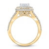Thumbnail Image 2 of Lab-Grown Diamond Engagement Ring 4 ct tw Emerald/Round 14K Two-Tone Gold