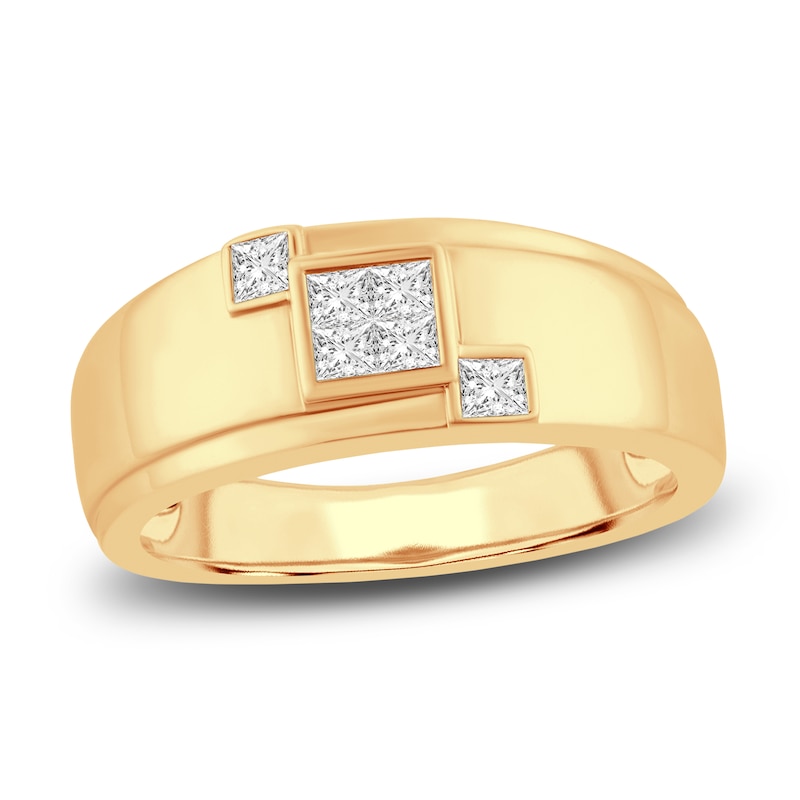 Main Image 1 of Men's Diamond Wedding Band 3/8 ct tw Square-cut 14K Yellow Gold