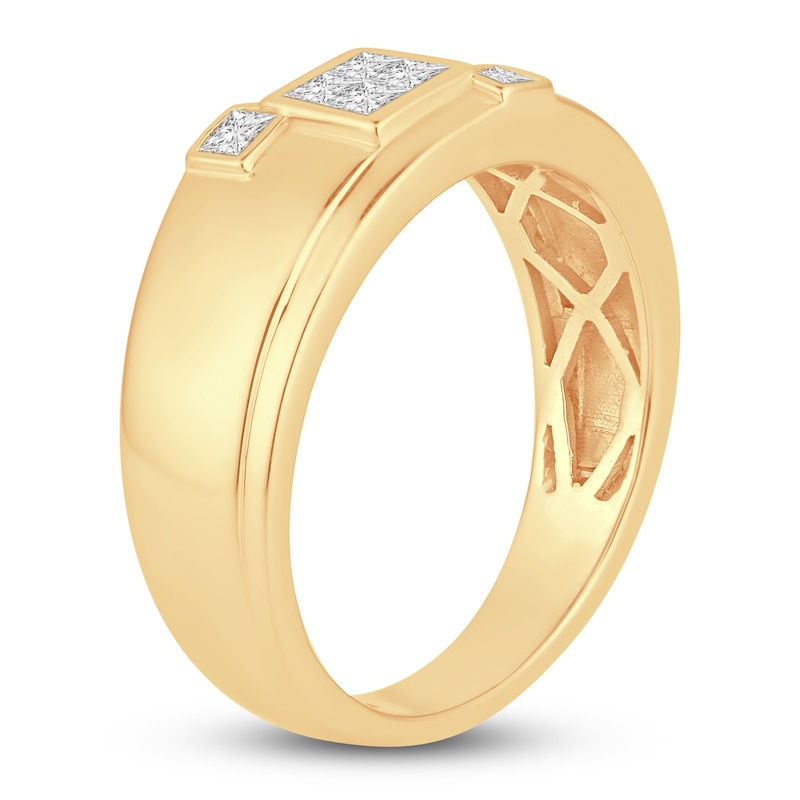 Main Image 2 of Men's Diamond Wedding Band 3/8 ct tw Square-cut 14K Yellow Gold