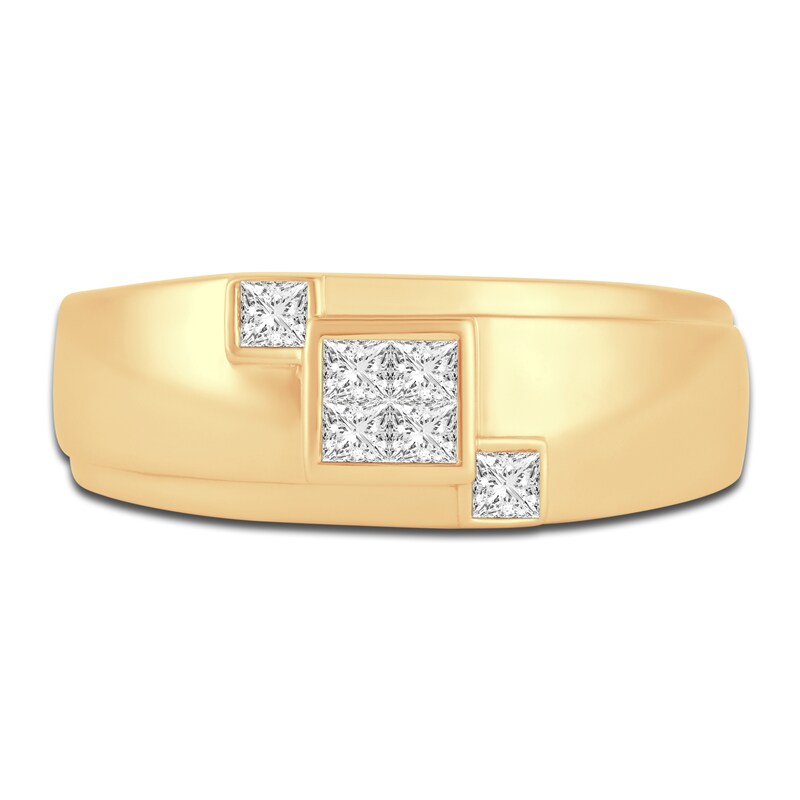 Main Image 3 of Men's Diamond Wedding Band 3/8 ct tw Square-cut 14K Yellow Gold