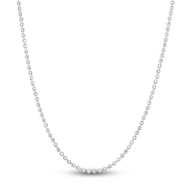 Solid Diamond-Cut Beaded Chain Necklace 14K White Gold 18" 2mm