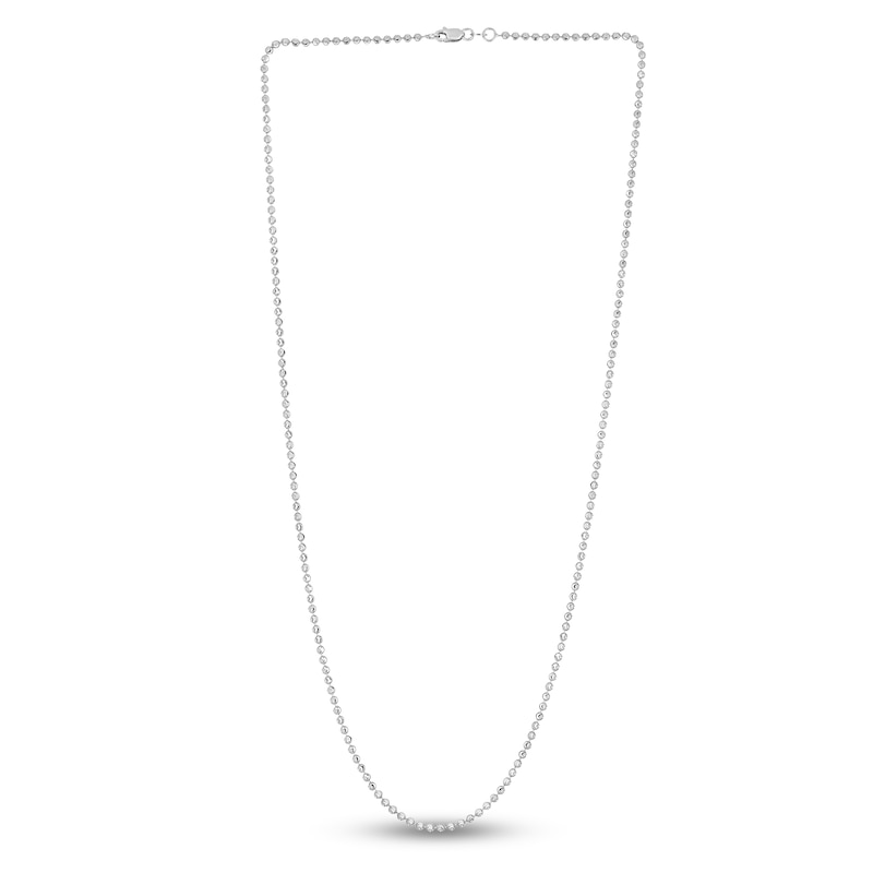 Main Image 3 of Solid Diamond-Cut Beaded Chain Necklace 14K White Gold 18" 2mm