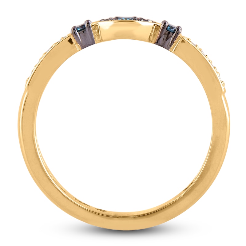 Main Image 2 of Blue & White Diamond Ring 1/6 ct tw Round 14K Yellow Gold