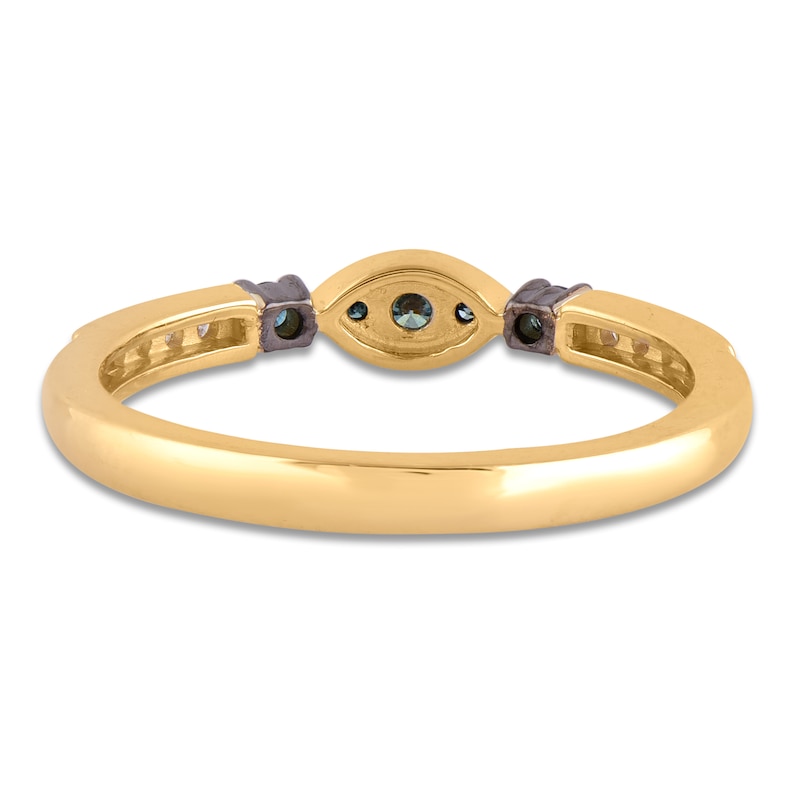 Main Image 3 of Blue & White Diamond Ring 1/6 ct tw Round 14K Yellow Gold