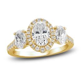 Diamond 3-Stone Engagement Ring 2-1/4 ct tw Oval/Round 14K Yellow Gold