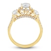 Thumbnail Image 2 of Diamond 3-Stone Engagement Ring 2-1/4 ct tw Oval/Round 14K Yellow Gold