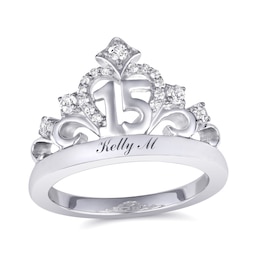 Birthstone Quinceanera Crown Ring (1 Stone and Line)