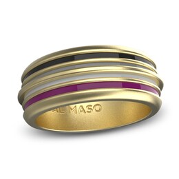 Marco Dal Maso Acies Wide Asexual Ring Multi-Colored Enamel 14K Yellow Gold