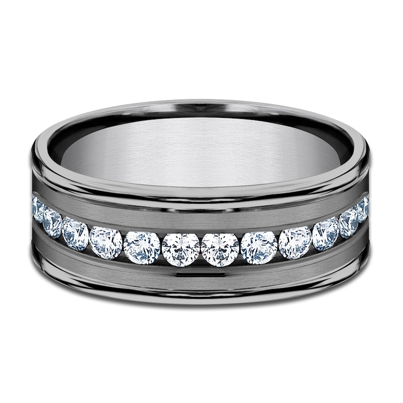 Main Image 3 of Men's Diamond Wedding Band 1 ct tw Round Tantalum 8.0mm