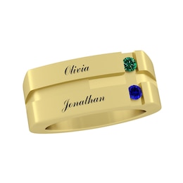 Men's Birthstone Family & Mother's Ring (2 Stones and Lines)