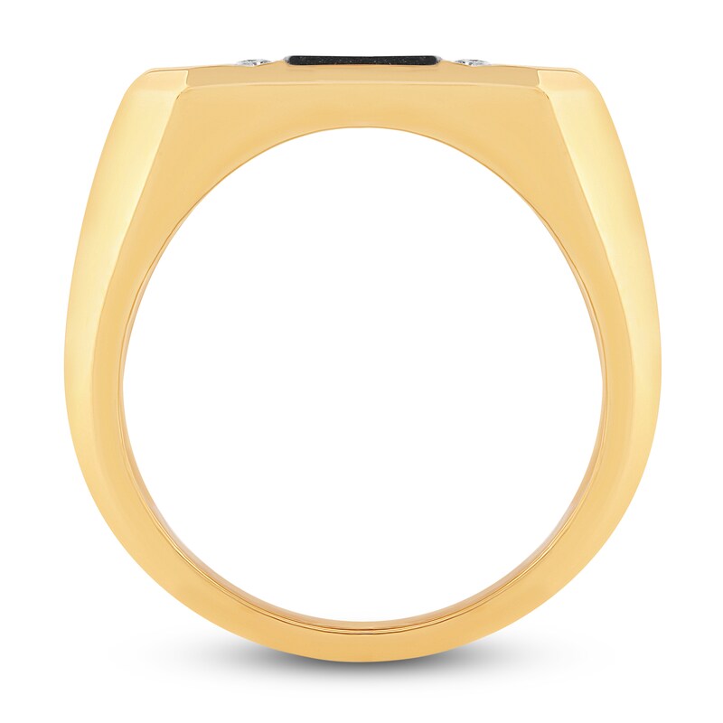 Main Image 3 of Men's Natural Black Onyx Ring 1/8 ct tw Diamonds 14K Yellow Gold