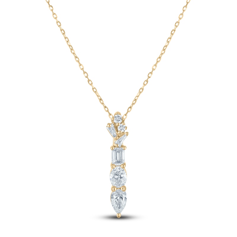 Main Image 1 of Multi-Cut Diamond Necklace 3/4 ct tw 14K Yellow Gold