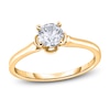 Thumbnail Image 1 of Diamond Solitaire Floral Engagement Ring 1/2 ct tw Round 14K Yellow Gold (I2/I)