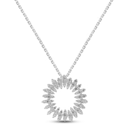 Diamond Circle Necklace 1/2 ct tw Round 14K White Gold 18"