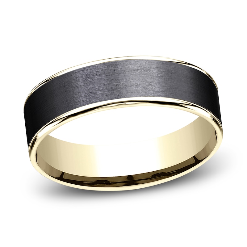 Main Image 1 of Wedding Band Titanium/14K Yellow Gold 6.5mm