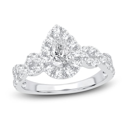 Diamond Engagement Ring 1-1/4 ct tw Pear/Round 14K White Gold