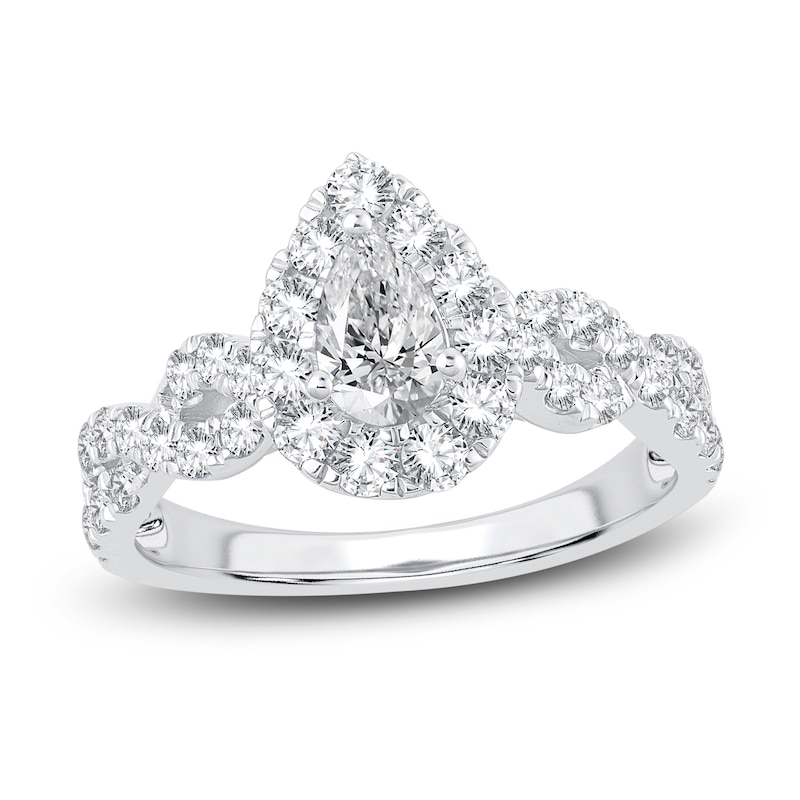 Main Image 1 of Diamond Engagement Ring 1-1/4 ct tw Pear/Round 14K White Gold