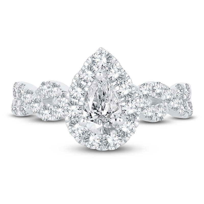 Main Image 3 of Diamond Engagement Ring 1-1/4 ct tw Pear/Round 14K White Gold