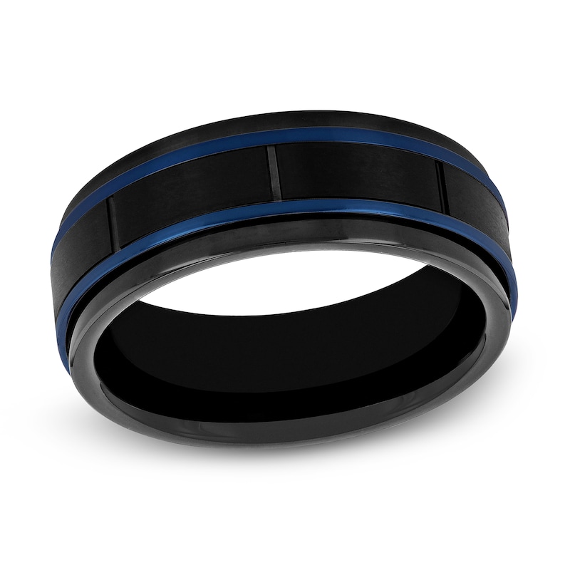 Main Image 1 of Wedding Band Two-Tone Tungsten 8mm