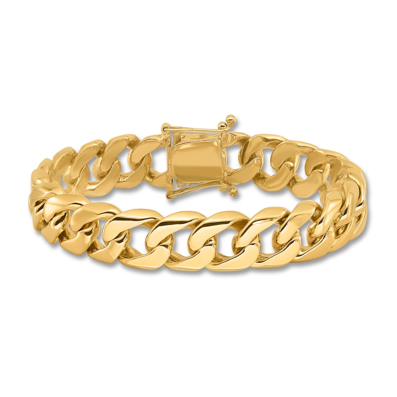 Men's Curb Chain Bracelet 14K Yellow Gold 13.4mm 8"