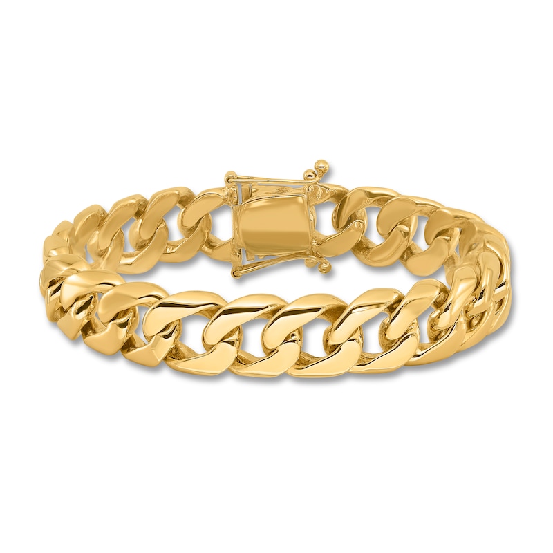 14K Yellow Gold Diamond Curb Chain Bracelet