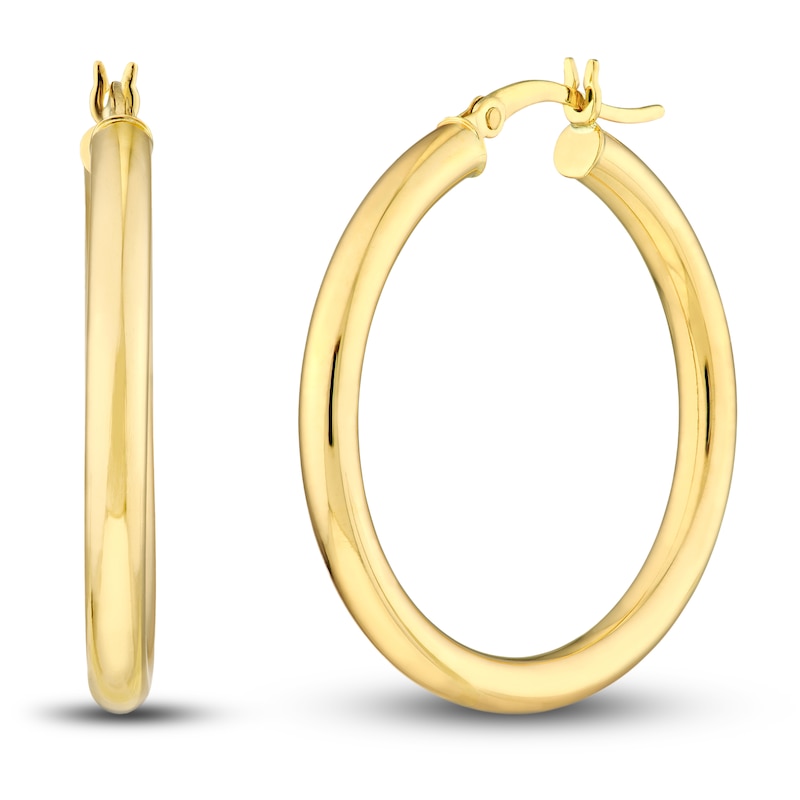 Main Image 1 of Polished Hoop Earrings 14K Yellow Gold 30mm