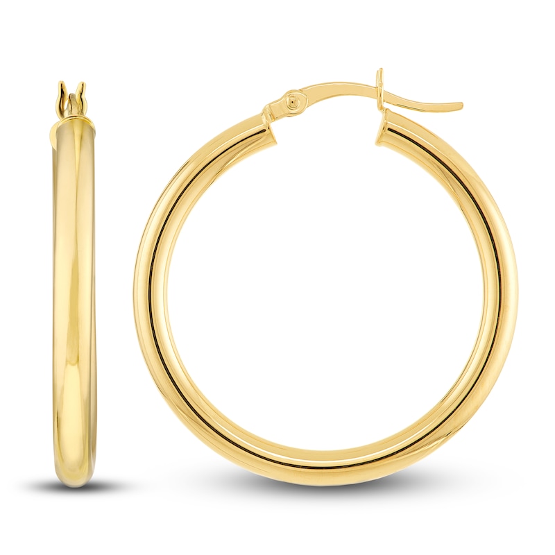 Main Image 2 of Polished Hoop Earrings 14K Yellow Gold 30mm