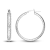 Thumbnail Image 2 of Diamond-Cut In/Out Hoop Earrings 14K White Gold 30mm