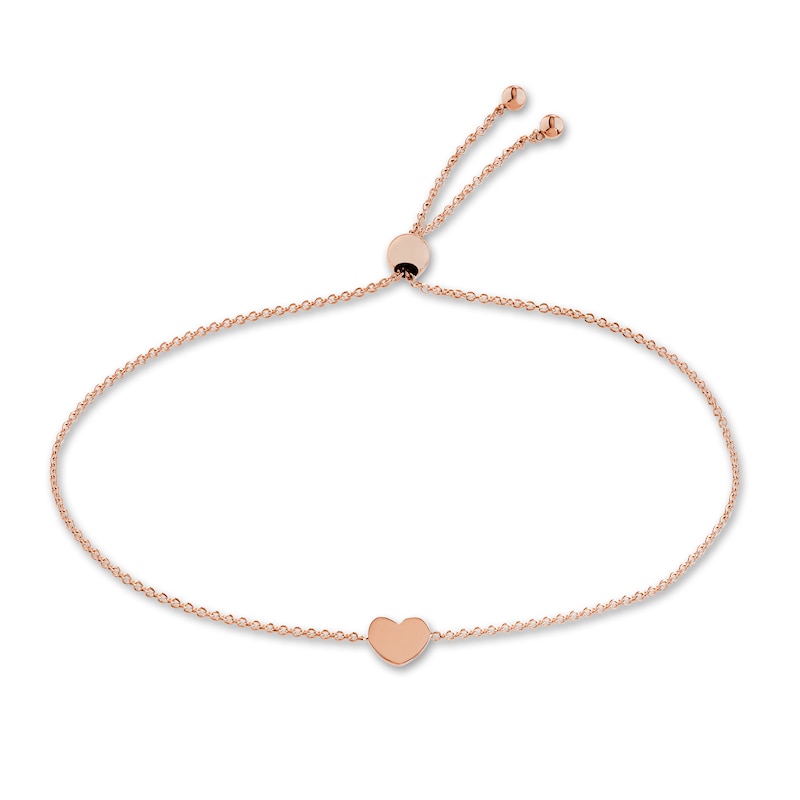 Main Image 1 of Heart Center Bolo Bracelet 14K Rose Gold