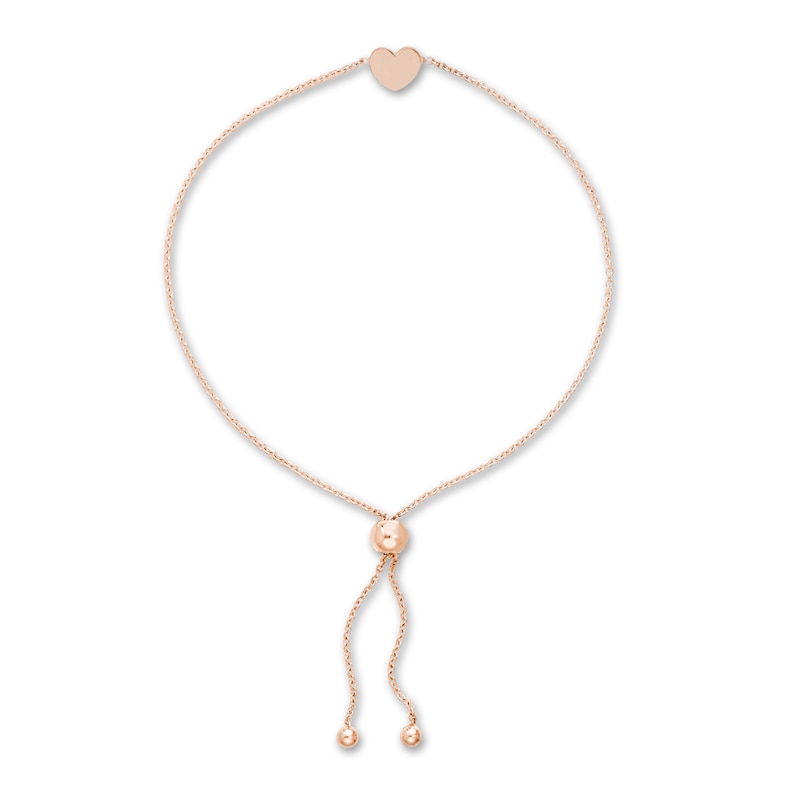Main Image 2 of Heart Center Bolo Bracelet 14K Rose Gold