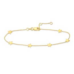6-Star Station Bracelet 14K Yellow Gold 7.3" Adj.