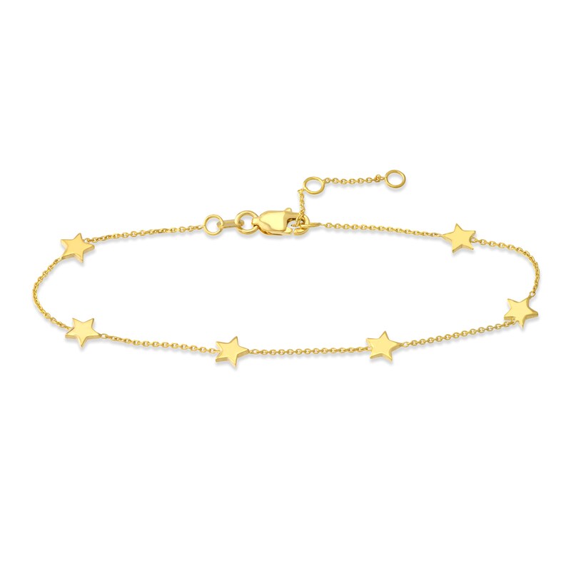 Main Image 1 of 6-Star Station Bracelet 14K Yellow Gold 7.3" Adj.