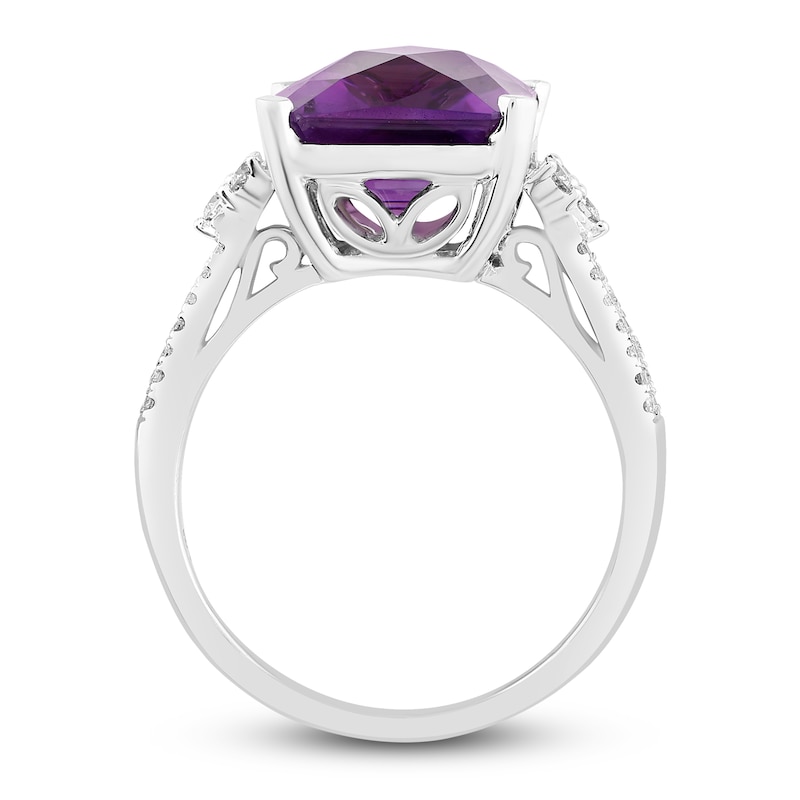Main Image 3 of Natural Amethyst Engagement Ring 1/5 ct tw Diamonds 14K White Gold