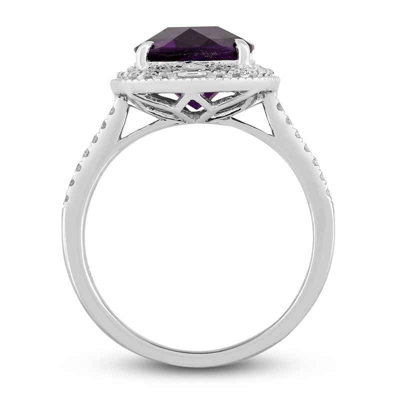 Main Image 3 of Natural Amethyst Engagement Ring 1/4 ct tw Diamonds 14K White Gold