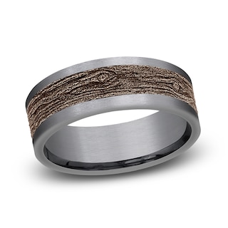 Men's Log Knot Wedding Band Tantalum/14K Rose Gold with Black Ceramic Coating