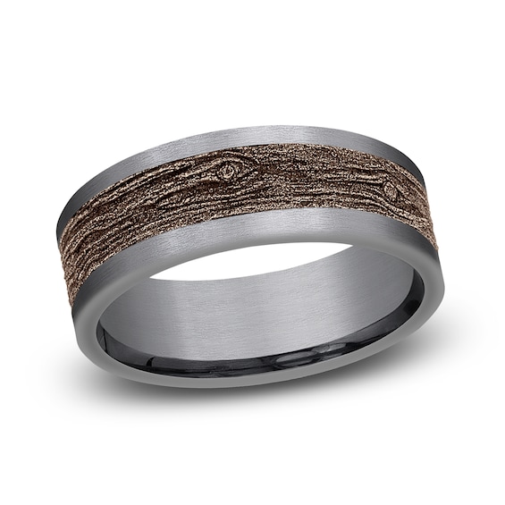 Men's Log Knot Wedding Band Tantalum/14K Rose Gold with Black Ceramic Coating