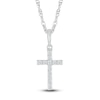 Thumbnail Image 1 of Diamond Cross Pendant Necklace 1/15 ct tw Round 10K White Gold 18"