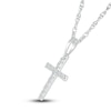 Thumbnail Image 2 of Diamond Cross Pendant Necklace 1/15 ct tw Round 10K White Gold 18"
