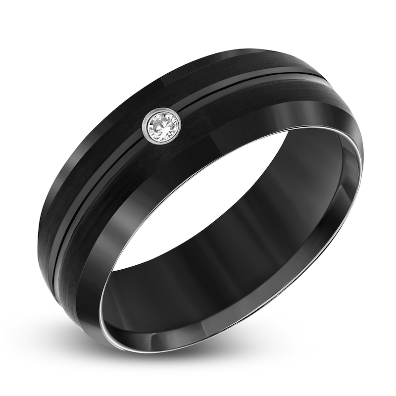 Diamond Wedding Band 1/20 ct tw Round Black Tungsten