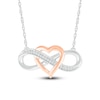 Thumbnail Image 1 of Diamond Infinity Heart Necklace 1/20 ct tw Round Sterling Silver/10K Rose Gold 18"